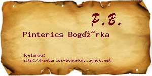 Pinterics Bogárka névjegykártya